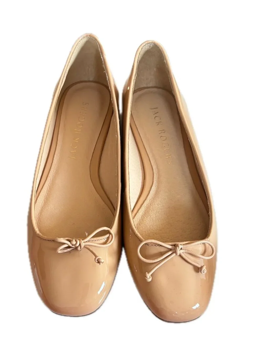 Jack Rogers Bettie Ballet Flats Patent Leather in Toast Women's Size 8